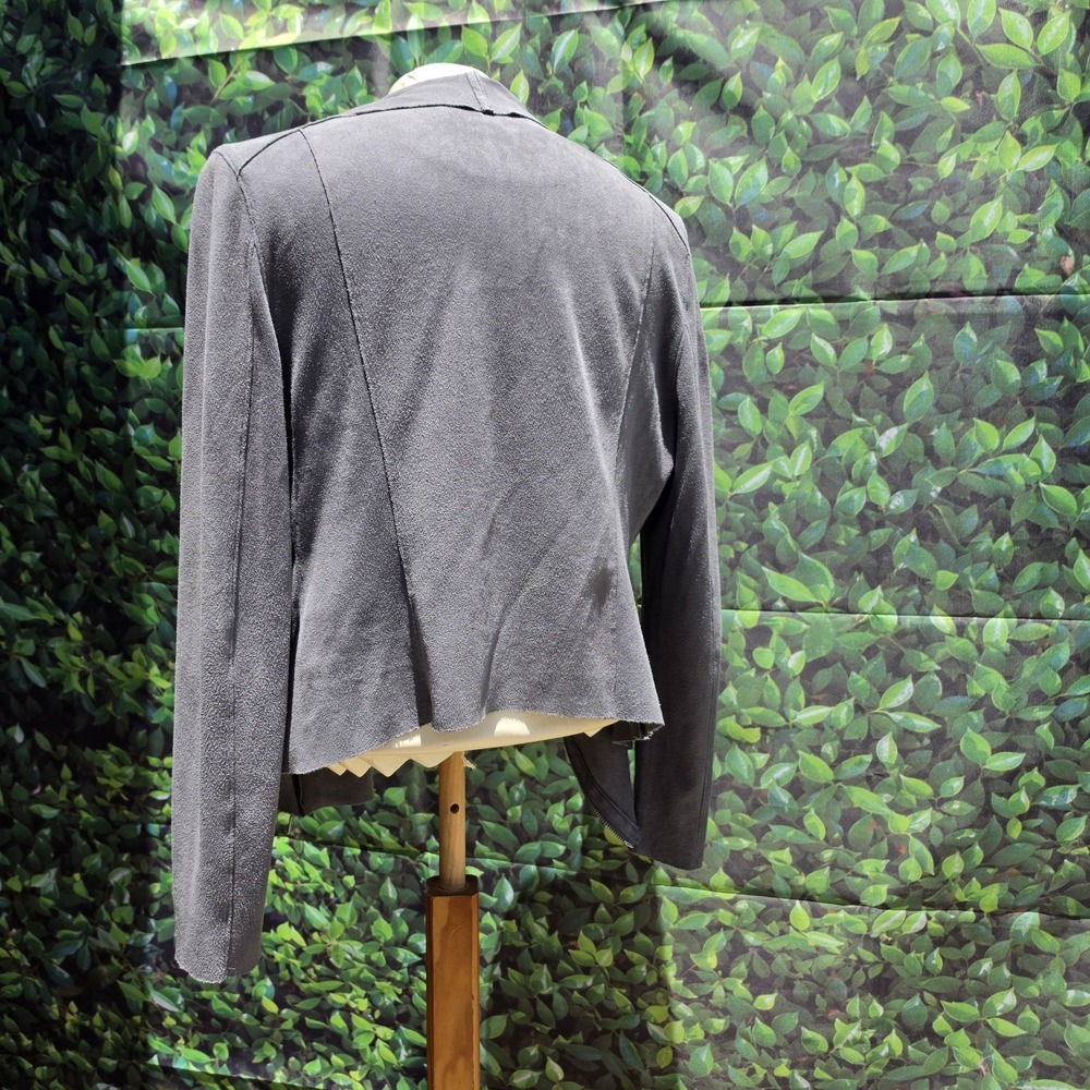 Blank NYC Gray Moto Jacket Knit Drape Collar Asymmetrical Zip Women's Medium - Picture 3 of 12